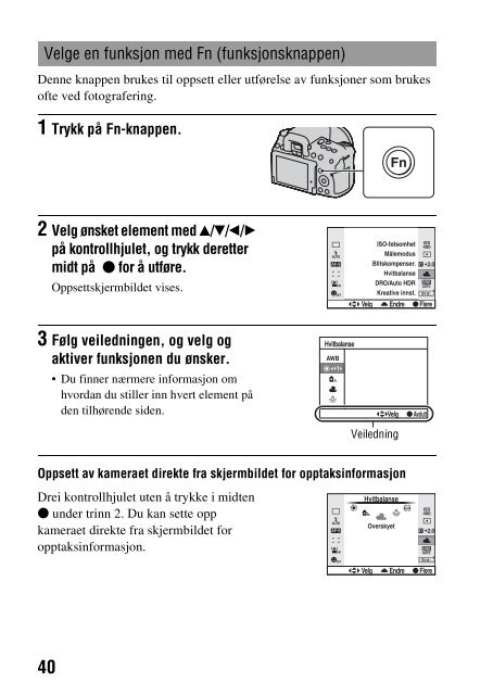 Sony DSLR-A550L - DSLR-A550L Consignes d&rsquo;utilisation Norv&eacute;gien