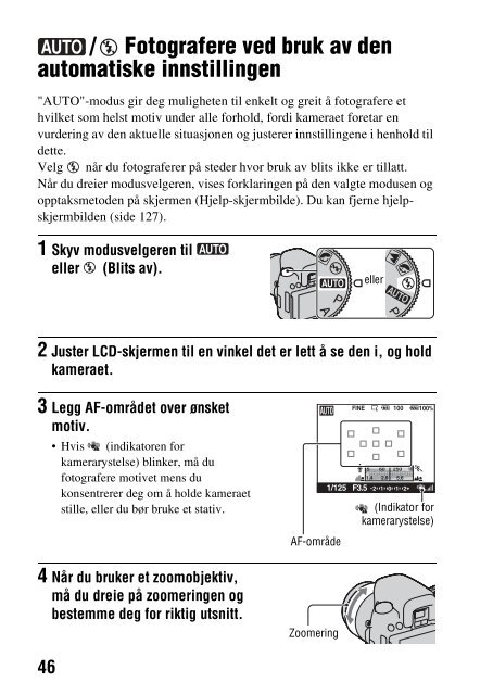 Sony DSLR-A550L - DSLR-A550L Consignes d&rsquo;utilisation Norv&eacute;gien