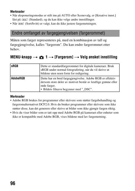 Sony DSLR-A550L - DSLR-A550L Consignes d&rsquo;utilisation Norv&eacute;gien