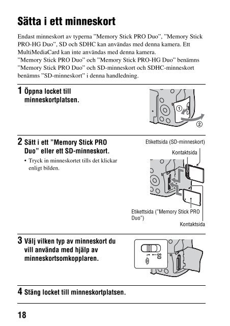 Sony DSLR-A550L - DSLR-A550L Mode d'emploi Su&eacute;dois