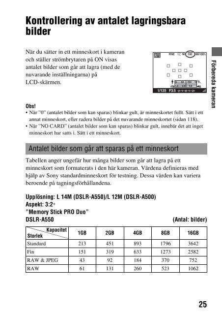 Sony DSLR-A550L - DSLR-A550L Mode d'emploi Su&eacute;dois