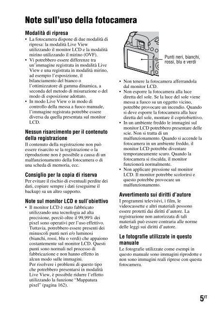 Sony DSLR-A550L - DSLR-A550L Consignes d&rsquo;utilisation Italien