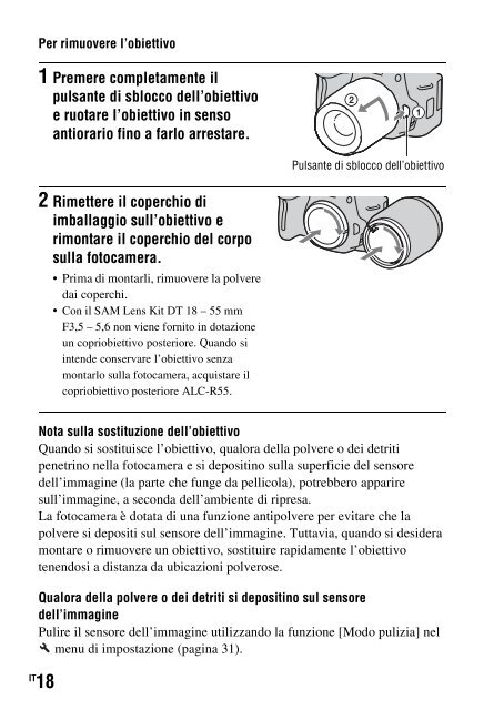 Sony DSLR-A550L - DSLR-A550L Consignes d&rsquo;utilisation Italien