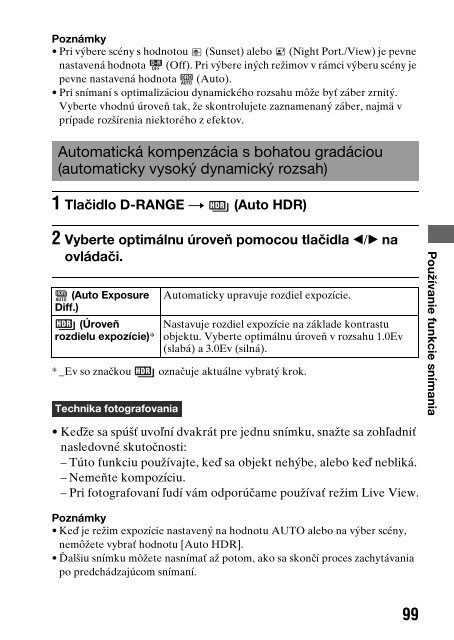 Sony DSLR-A550L - DSLR-A550L Consignes d&rsquo;utilisation Slovaque