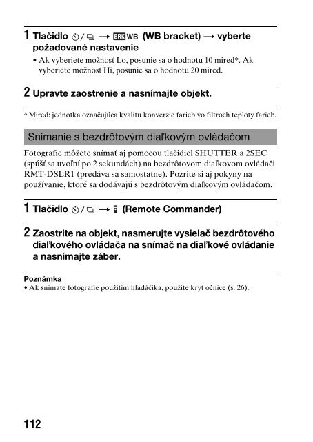 Sony DSLR-A550L - DSLR-A550L Consignes d&rsquo;utilisation Slovaque