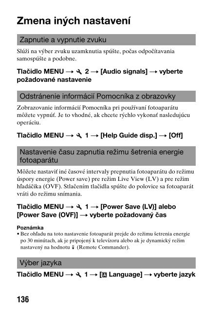 Sony DSLR-A550L - DSLR-A550L Consignes d&rsquo;utilisation Slovaque