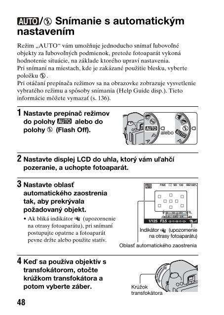 Sony DSLR-A550L - DSLR-A550L Consignes d&rsquo;utilisation Slovaque