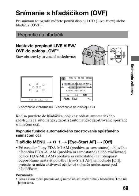 Sony DSLR-A550L - DSLR-A550L Consignes d&rsquo;utilisation Slovaque