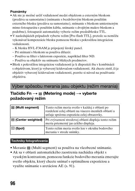 Sony DSLR-A550L - DSLR-A550L Consignes d&rsquo;utilisation Slovaque