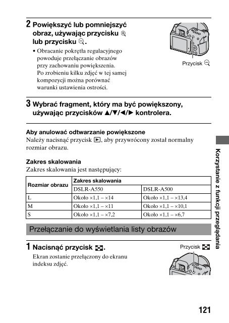 Sony DSLR-A550L - DSLR-A550L Consignes d&rsquo;utilisation Polonais