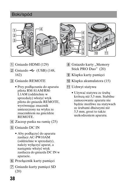 Sony DSLR-A550L - DSLR-A550L Consignes d&rsquo;utilisation Polonais