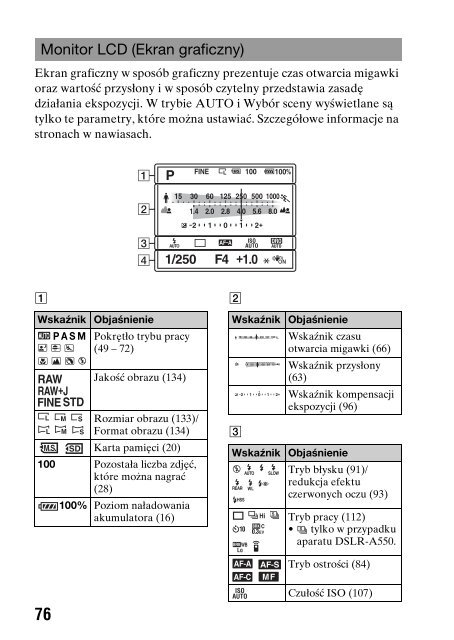 Sony DSLR-A550L - DSLR-A550L Consignes d&rsquo;utilisation Polonais