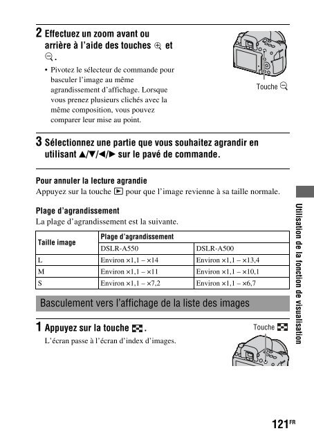 Sony DSLR-A550L - DSLR-A550L Consignes d&rsquo;utilisation Fran&ccedil;ais