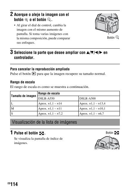 Sony DSLR-A550L - DSLR-A550L Consignes d&rsquo;utilisation Espagnol