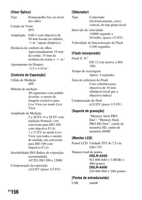 Sony DSLR-A550L - DSLR-A550L Consignes d&rsquo;utilisation Espagnol