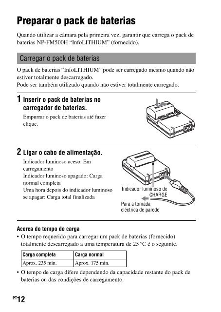 Sony DSLR-A550L - DSLR-A550L Consignes d&rsquo;utilisation Portugais