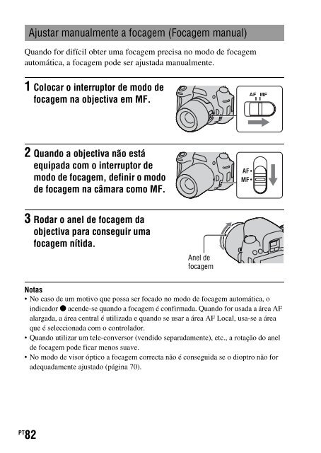 Sony DSLR-A550L - DSLR-A550L Consignes d&rsquo;utilisation Portugais