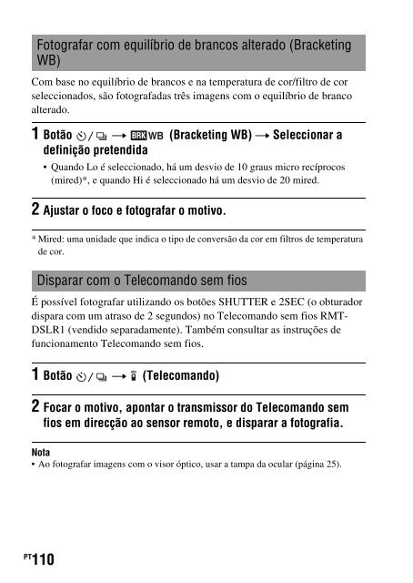 Sony DSLR-A550L - DSLR-A550L Consignes d&rsquo;utilisation Portugais