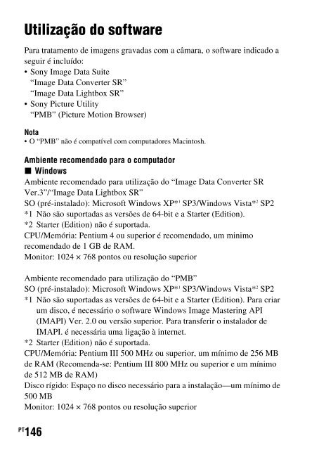 Sony DSLR-A550L - DSLR-A550L Consignes d&rsquo;utilisation Portugais