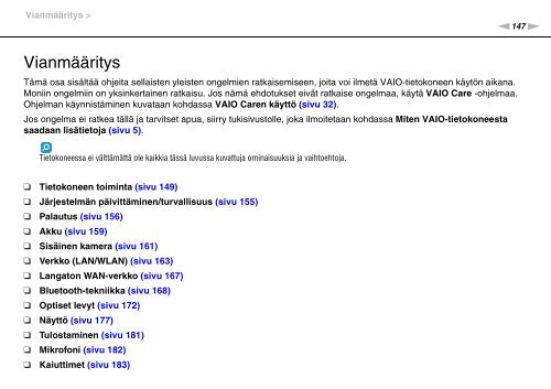 Sony VPCS13X9R - VPCS13X9R Mode d'emploi Finlandais