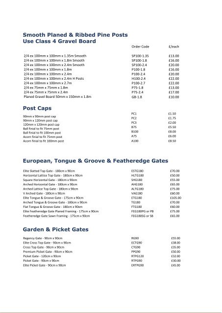 Hopkins Fencing Garden Products Brochure & Price list