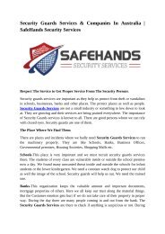 Security Guards Services Australia | SafeHands Security Services