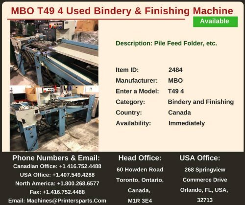 Buy Used MBO T49 4 Bindery and Finishing Machine