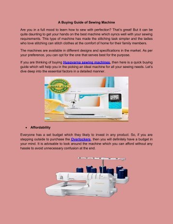 A Buying Guide of Sewing Machine