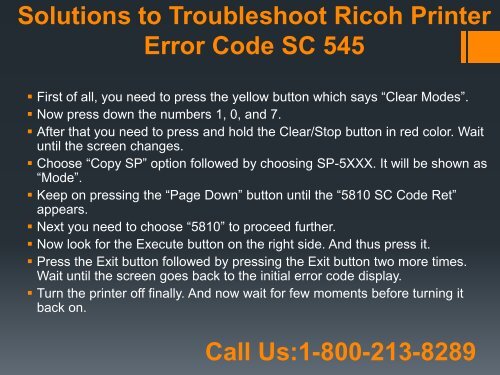 call 1-800-213-8289 to Fix Ricoh Printer Error Code SC 545