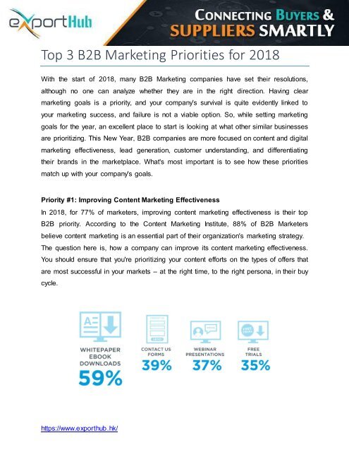 Top 3 B2B Marketing Priorities for 2018