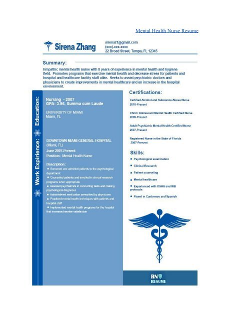 Nurse Resume Samples for Different Fields