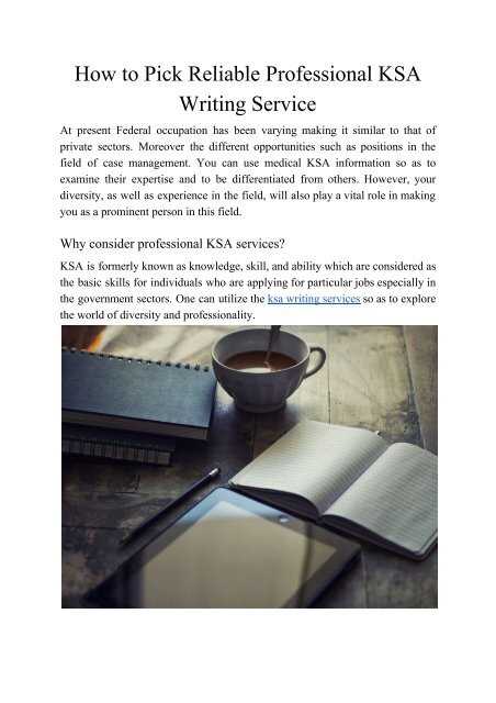 How to Pick Reliable Professional KSA Writing Service