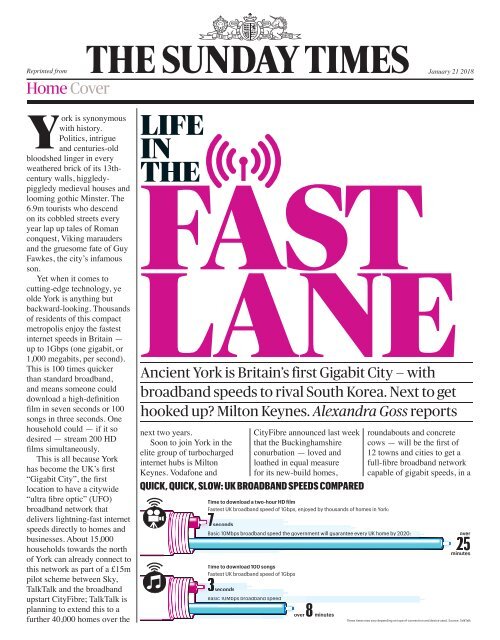 LIFE IN THE FAST LANE – THE SUNDAY TIMES – YORK’S ULTRA FIBRE OPTIC