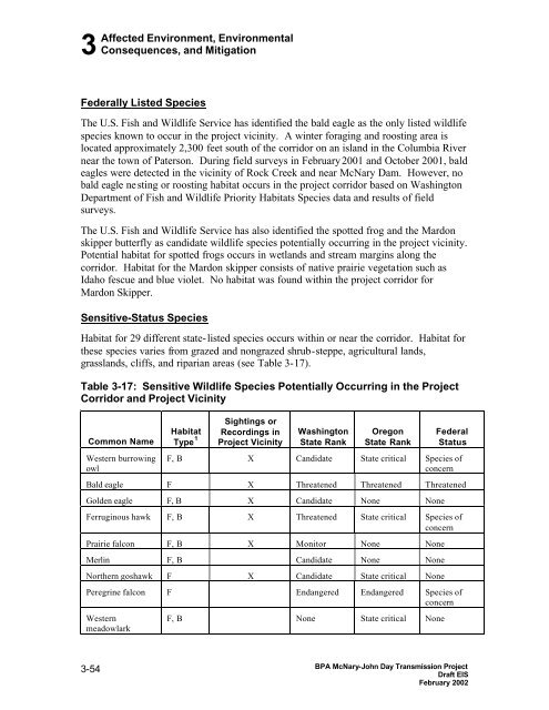 DOE/EIS-0332; McNary-John Day Transmission Line Project Draft ...