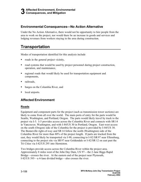 DOE/EIS-0332; McNary-John Day Transmission Line Project Draft ...