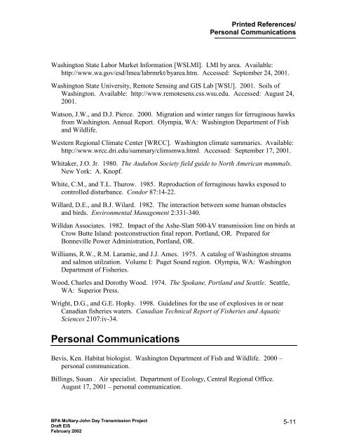 DOE/EIS-0332; McNary-John Day Transmission Line Project Draft ...