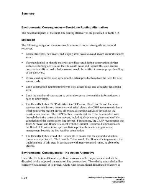 DOE/EIS-0332; McNary-John Day Transmission Line Project Draft ...