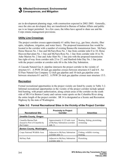 DOE/EIS-0332; McNary-John Day Transmission Line Project Draft ...