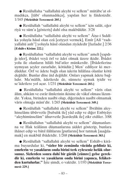 Kiymetsiz Yazilar - Imami Rabbani Ahmed Faruki Serhendi Hz. ve Muhammed Masum Hz. Mektubatlarindan - Hazirlayan Huseyin Hilmi Isik