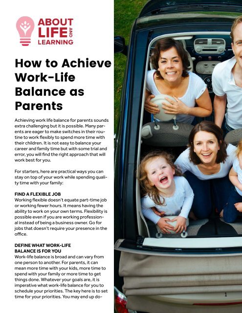 How To Achieve Work-Life Balance As Parents