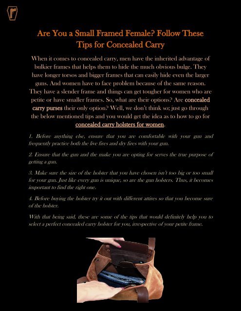 Are You a Small Framed Female Follow These Tips for Concealed Carry