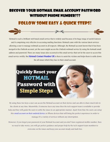 Recover your Hotmail Email Account Password without Phone Number