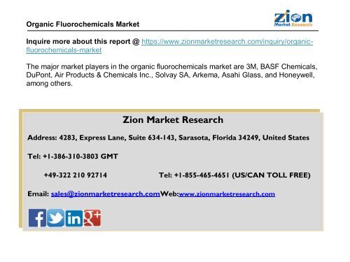 Global Organic Fluorochemicals Market,2016 – 2024