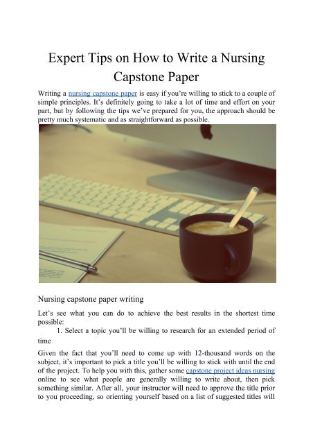 Expert Tips on How to Write a Nursing Capstone Paper