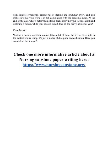 Expert Tips on How to Write a Nursing Capstone Paper