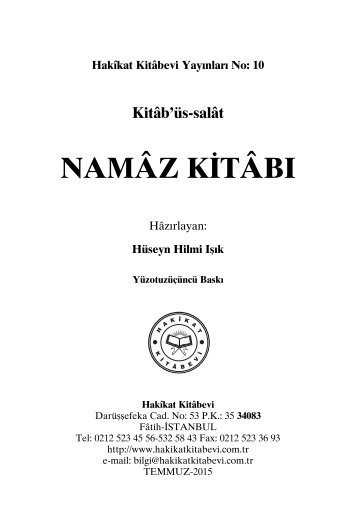 Namaz Kitabi - Kitabus Salat - Huseyin Hilmi Isik