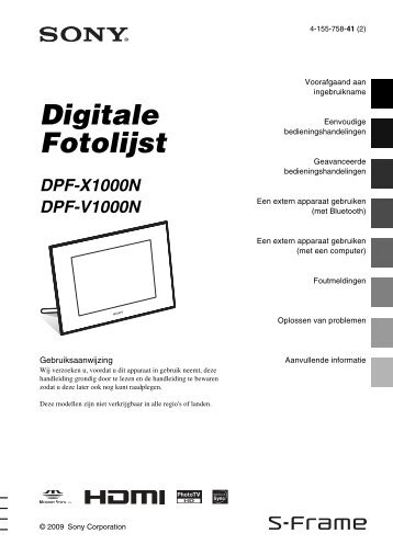 Sony DPF-V1000N - DPF-V1000N Consignes dâutilisation NÃ©erlandais