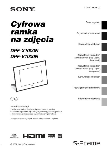 Sony DPF-V1000N - DPF-V1000N Mode d'emploi Polonais