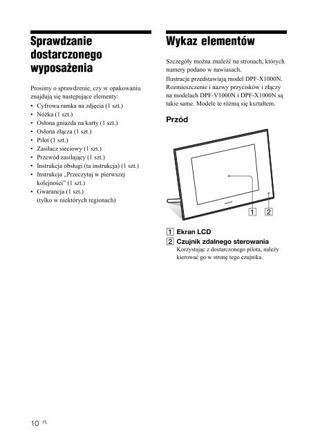 Sony DPF-V1000N - DPF-V1000N Mode d'emploi Polonais