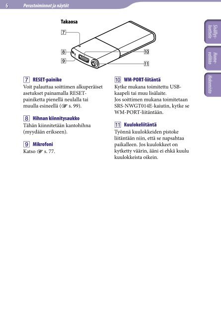 Sony NWZ-E445 - NWZ-E445 Consignes d&rsquo;utilisation Finlandais